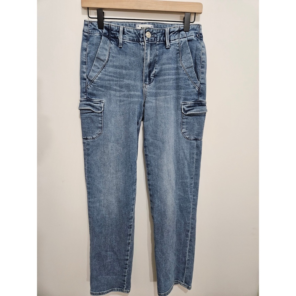 Paige Womens Cargo Straight Leg‎ Jeans Medium Wash Blue Utility Denim Size 25